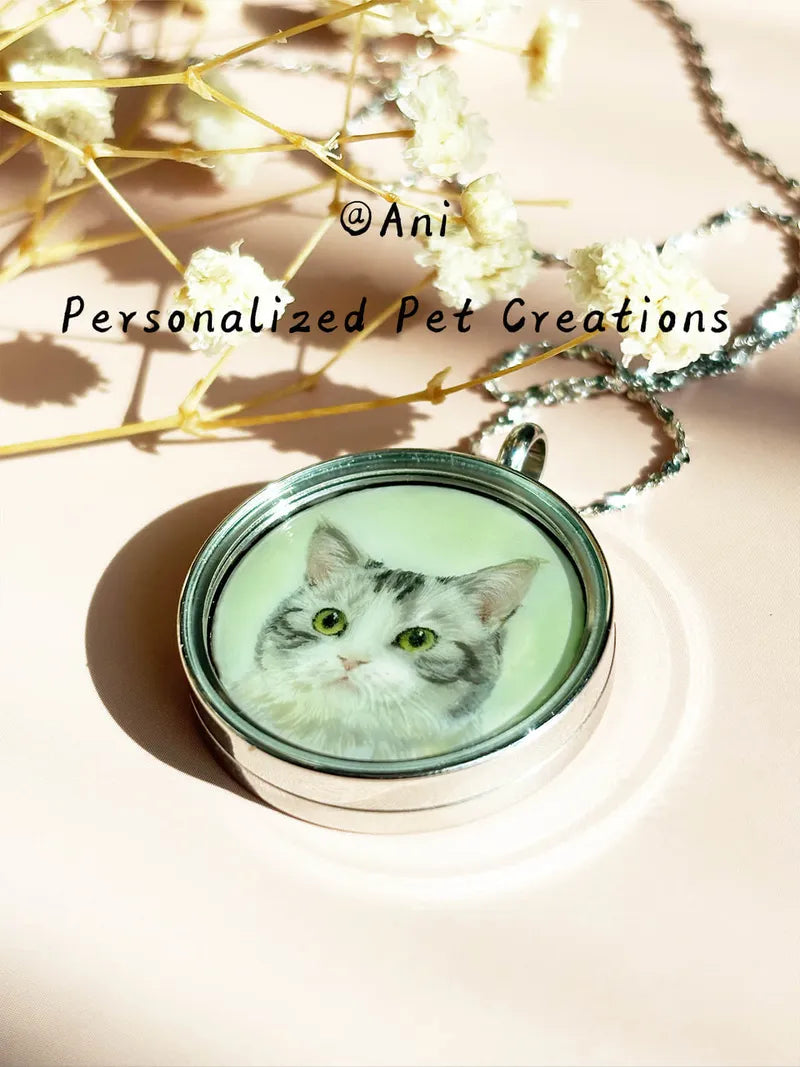 Custom Pet Portrait Enamel Necklace