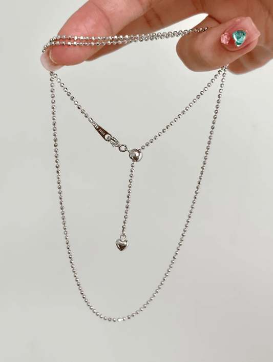 Heart Drop Adjustable Slider Silver Chain