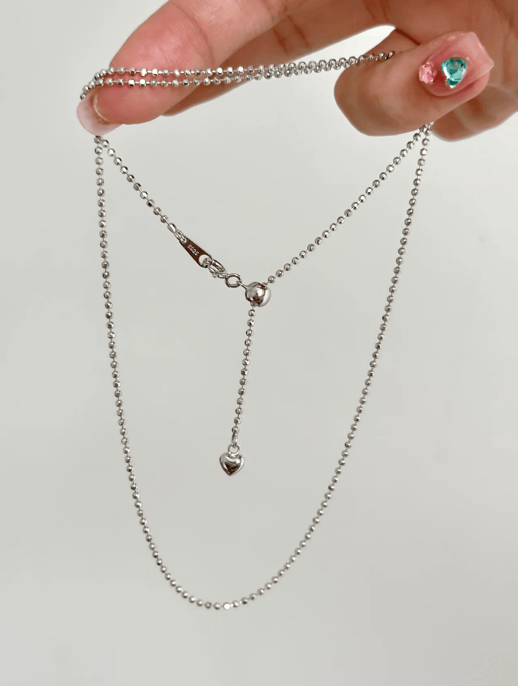 Heart Drop Adjustable Slider Silver Chain