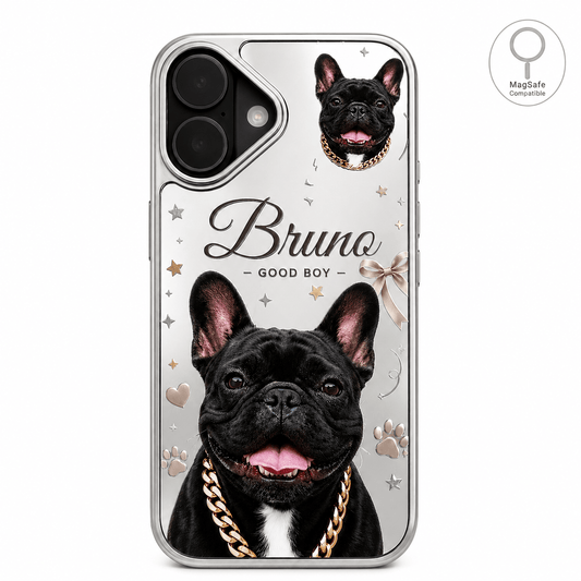 Custom Pet Portrait Mirror Phone Case – Personalized Photo Collage Case for Pet Lovers