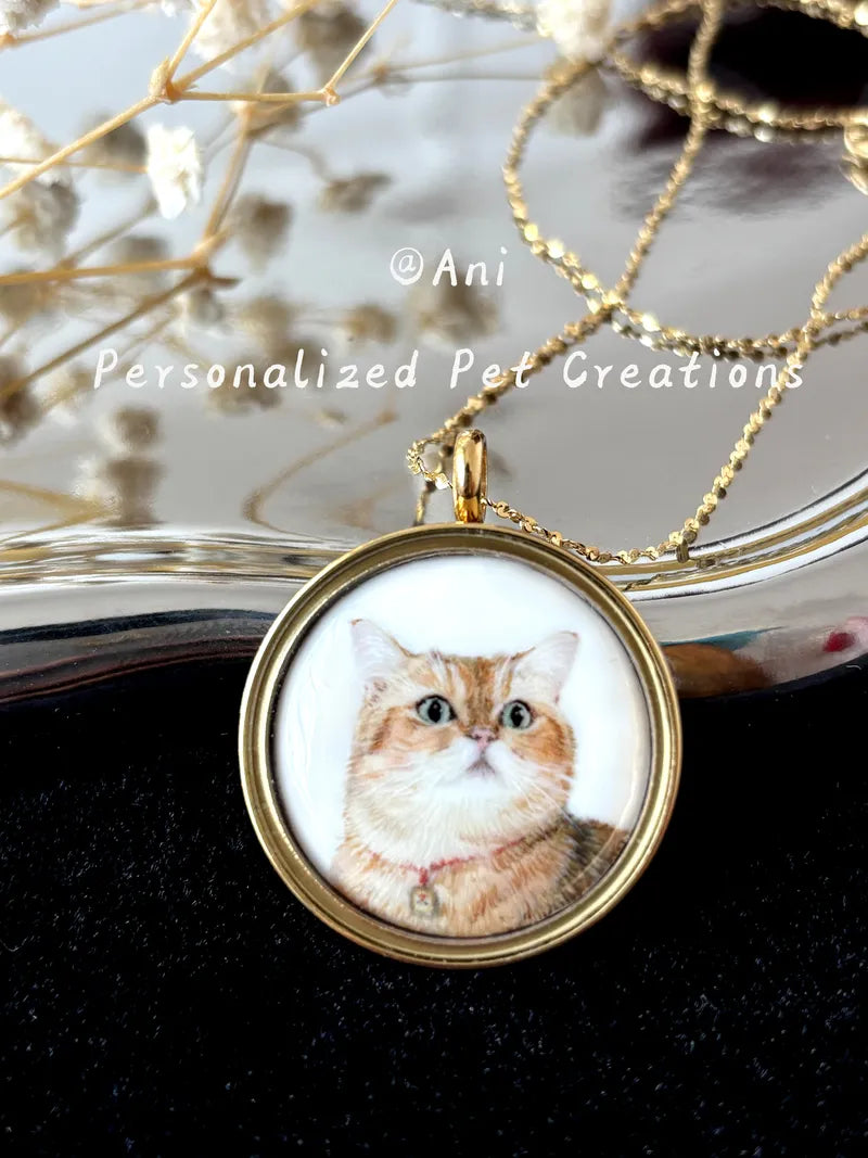 Custom Pet Portrait Enamel Necklace